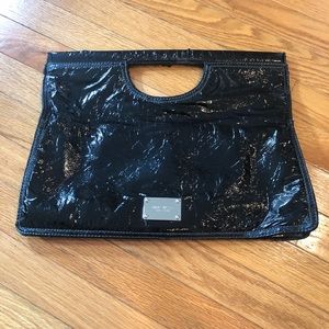 Nine West purse Black Clutch pink lining/pockets